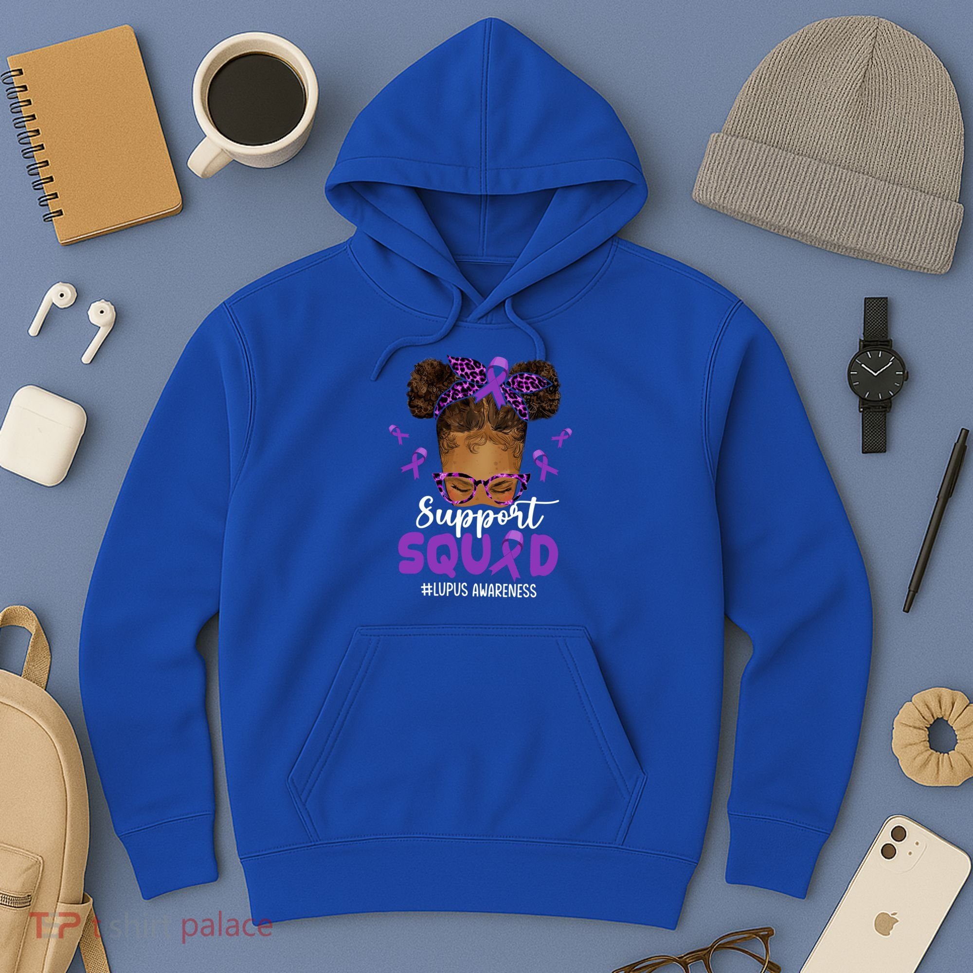 Supportsquad Afro Messy Bun Leopard Lupus Awareness Meaningful Gift Hoodie