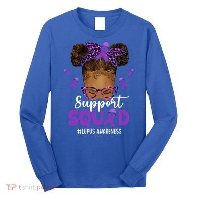 Supportsquad Afro Messy Bun Leopard Lupus Awareness Meaningful Gift Long Sleeve Shirt
