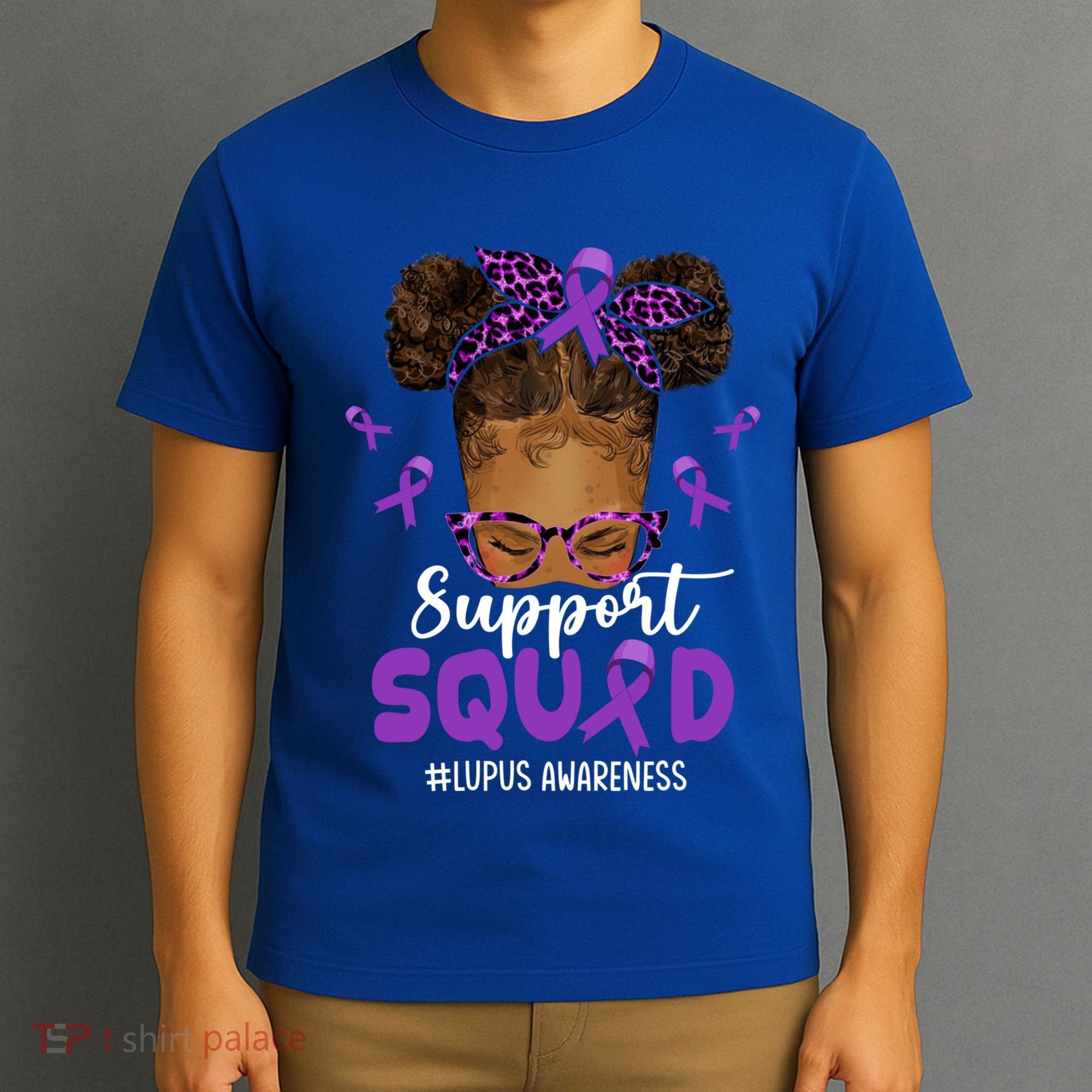 Supportsquad Afro Messy Bun Leopard Lupus Awareness Meaningful Gift T-Shirt