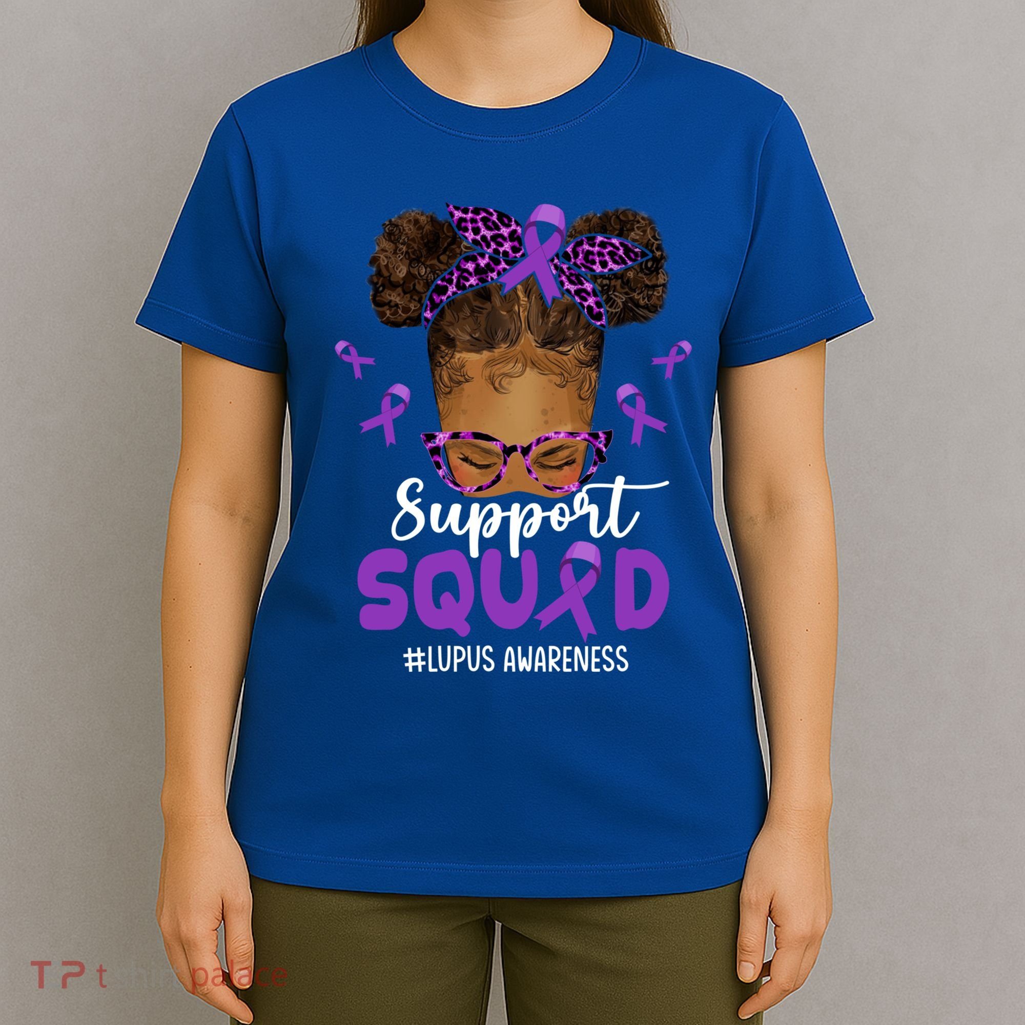 Supportsquad Afro Messy Bun Leopard Lupus Awareness Meaningful Gift T-Shirt