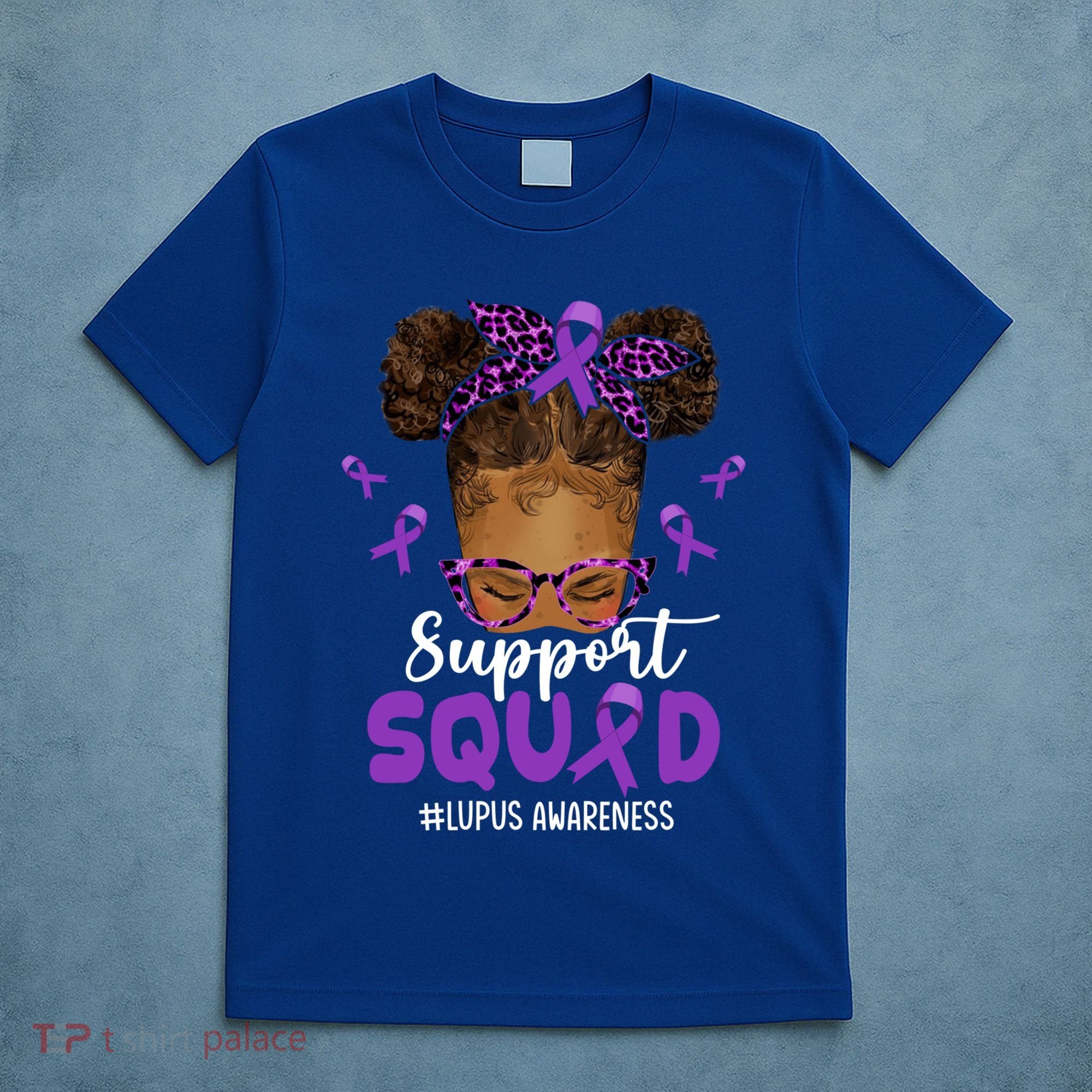 Supportsquad Afro Messy Bun Leopard Lupus Awareness Meaningful Gift T-Shirt