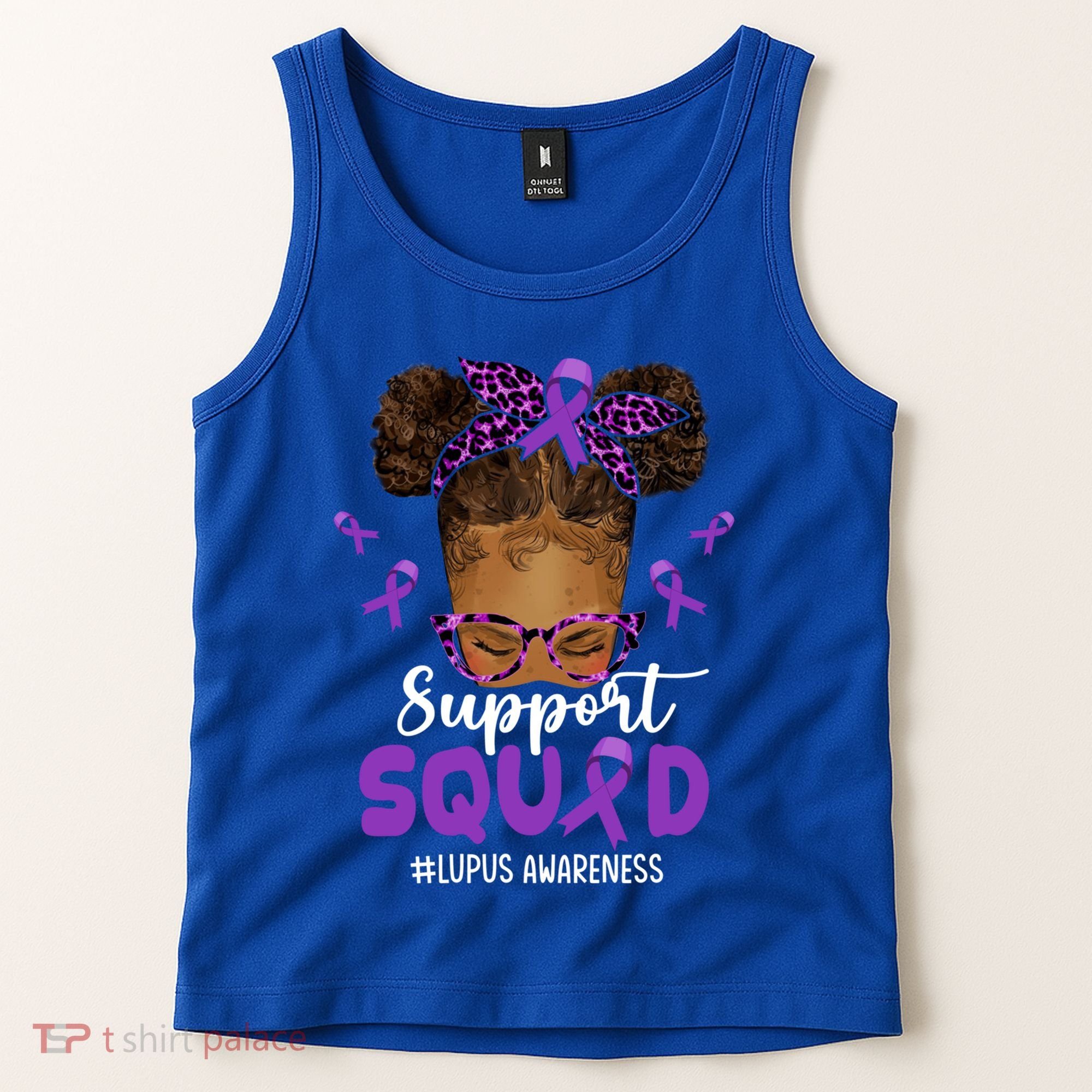 Supportsquad Afro Messy Bun Leopard Lupus Awareness Meaningful Gift Tank Top