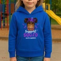 Supportsquad Afro Messy Bun Leopard Lupus Awareness Meaningful Gift Kids Hoodie thumb 3