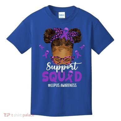 Supportsquad Afro Messy Bun Leopard Lupus Awareness Meaningful Gift Kids T-Shirt