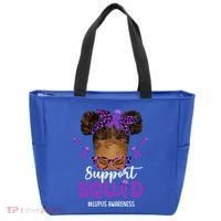 Supportsquad Afro Messy Bun Leopard Lupus Awareness Meaningful Gift Tote Bag thumb 0