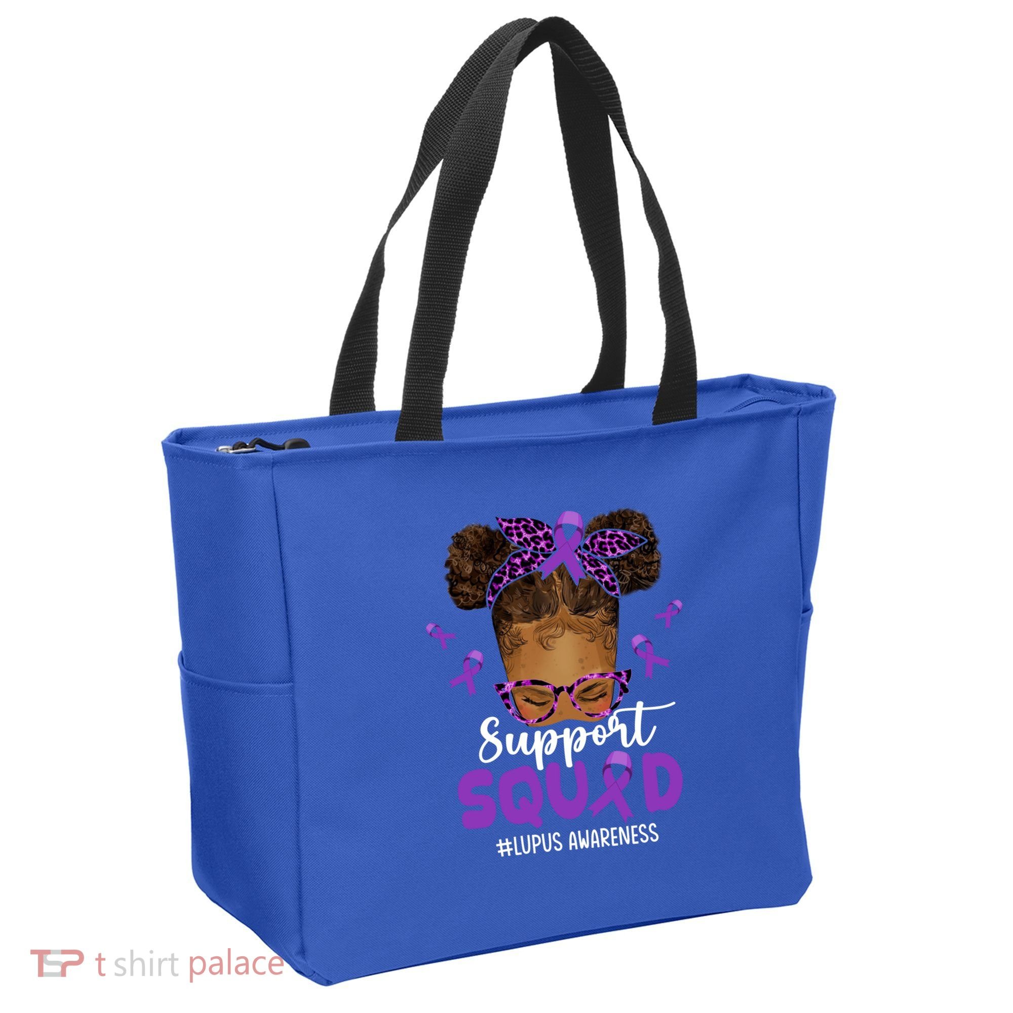 Supportsquad Afro Messy Bun Leopard Lupus Awareness Meaningful Gift Tote Bag