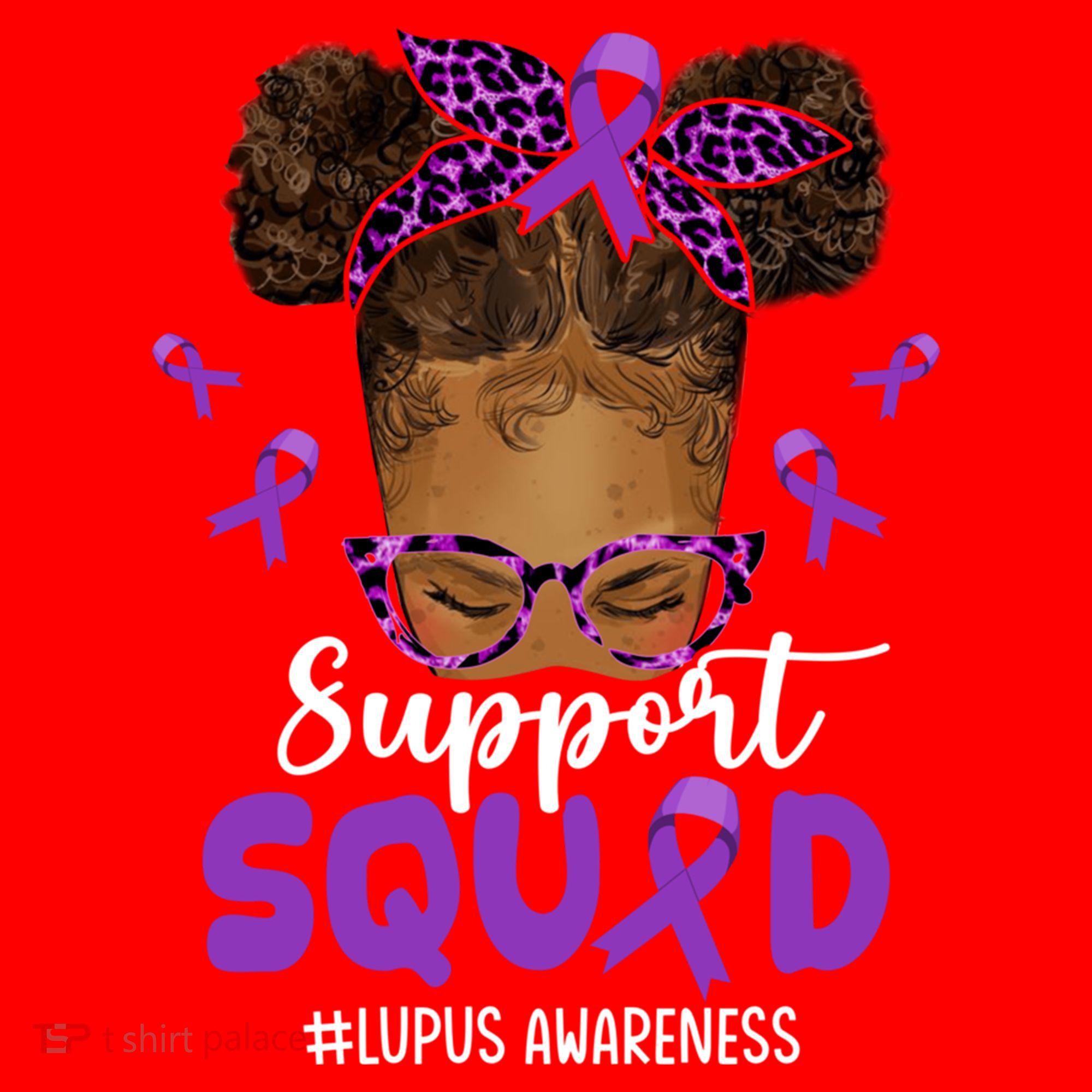 Supportsquad Afro Messy Bun Leopard Lupus Awareness Meaningful Gift Santa Hat