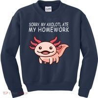 School Axolotl My Axolotl Ate My Homework Cute Axolotl Kids Sweatshirt thumb 0