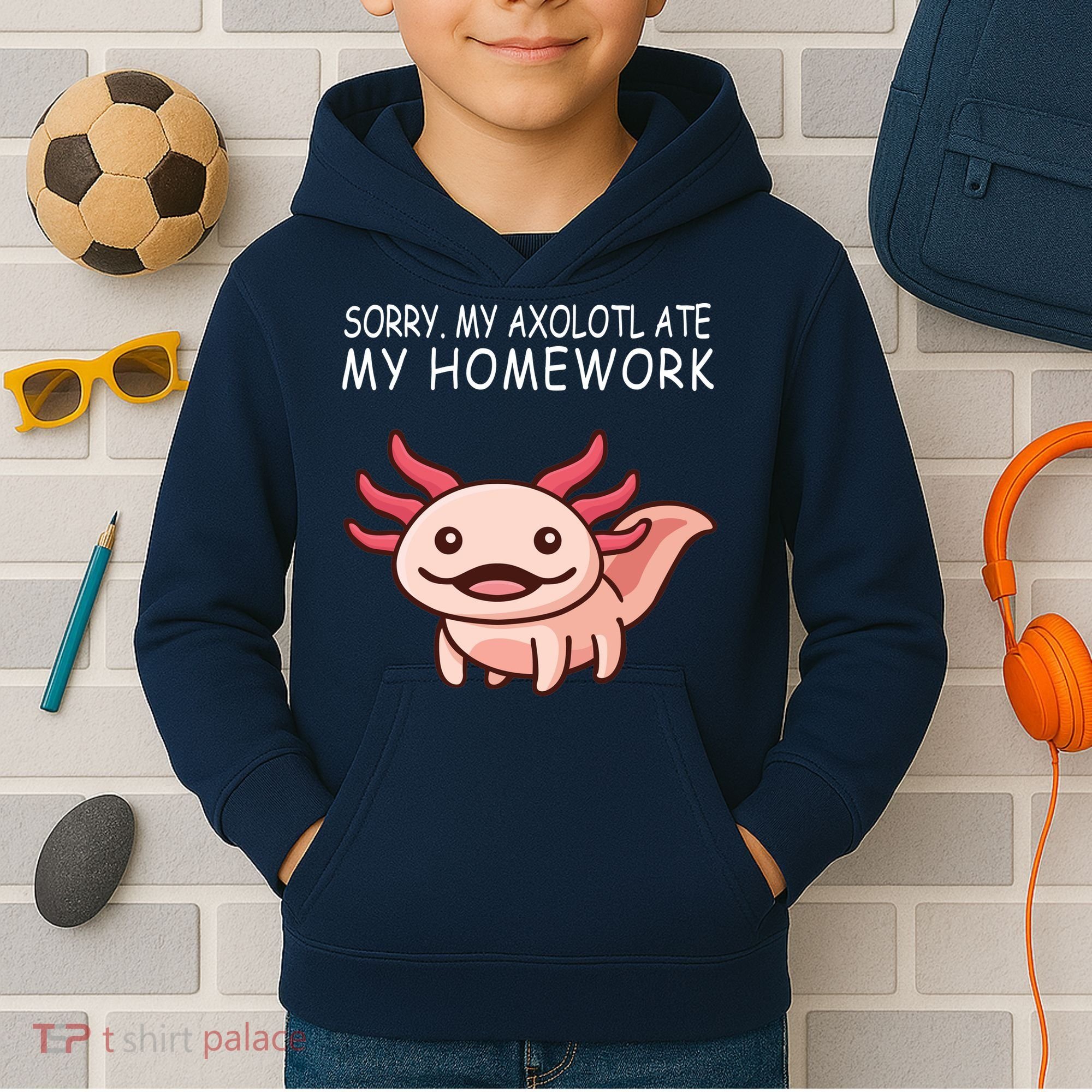 School Axolotl My Axolotl Ate My Homework Cute Axolotl Kids Hoodie