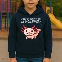 School Axolotl My Axolotl Ate My Homework Cute Axolotl Kids Hoodie thumb 3