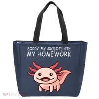 School Axolotl My Axolotl Ate My Homework Cute Axolotl Tote Bag thumb 0