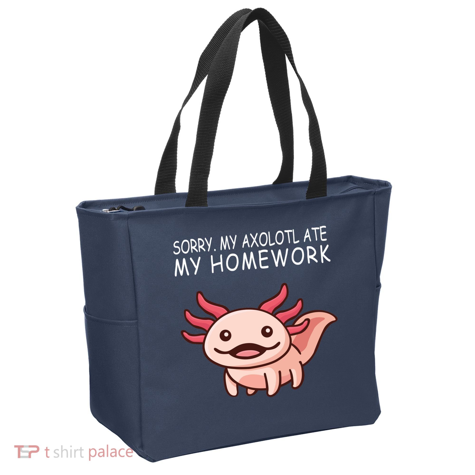 School Axolotl My Axolotl Ate My Homework Cute Axolotl Tote Bag