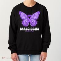 Sarcoidosis Awareness Month Purple Ribbon Butterfly Cool Gift Women's Sweatshirt thumb 0