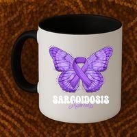 Sarcoidosis Awareness Month Purple Ribbon Butterfly Cool Gift Coffee Mug thumb 2