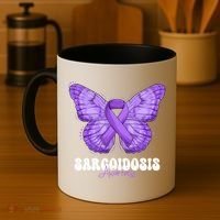 Sarcoidosis Awareness Month Purple Ribbon Butterfly Cool Gift Coffee Mug thumb 4