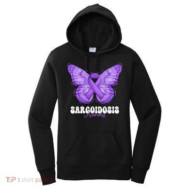 Sarcoidosis Awareness Month Purple Ribbon Butterfly Cool Gift Women's Hoodie