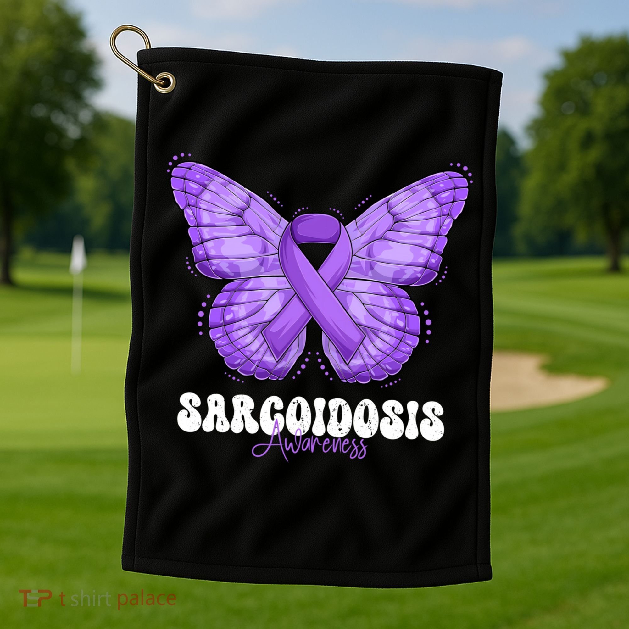 Sarcoidosis Awareness Month Purple Ribbon Butterfly Cool Gift Golf Towel