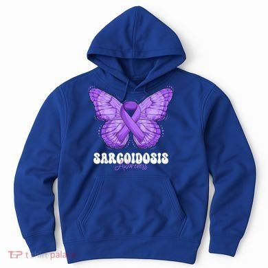 Sarcoidosis Awareness Month Purple Ribbon Butterfly Cool Gift Hoodie