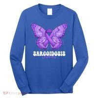 Sarcoidosis Awareness Month Purple Ribbon Butterfly Cool Gift Long Sleeve Shirt thumb 0