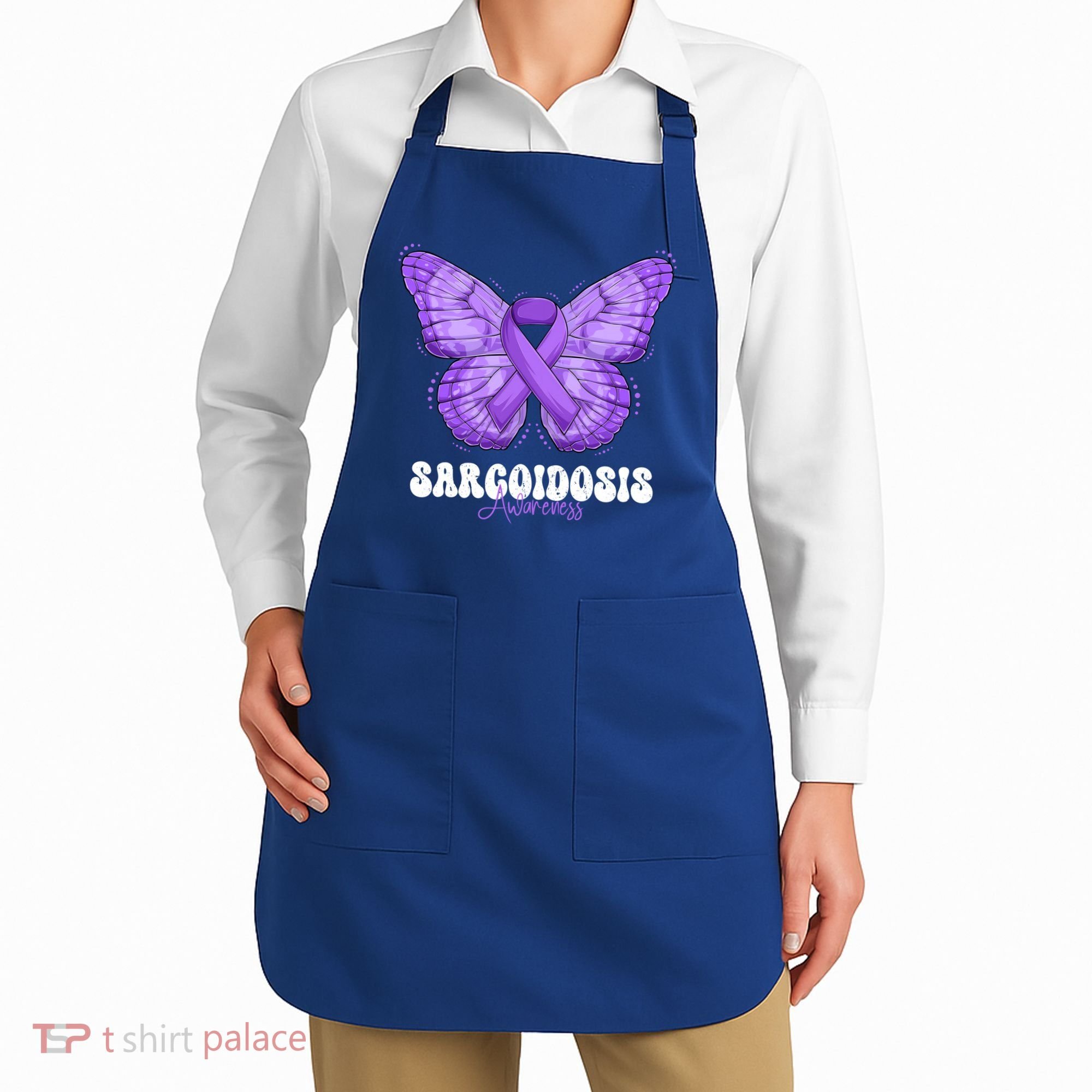 Sarcoidosis Awareness Month Purple Ribbon Butterfly Cool Gift Apron