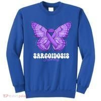 Sarcoidosis Awareness Month Purple Ribbon Butterfly Cool Gift Sweatshirt thumb 0