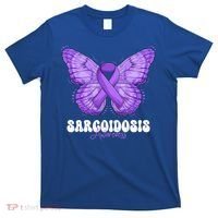 Sarcoidosis Awareness Month Purple Ribbon Butterfly Cool Gift T-Shirt thumb 0