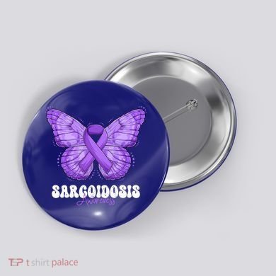 Sarcoidosis Awareness Month Purple Ribbon Butterfly Cool Gift Button