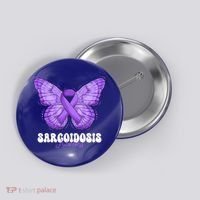 Sarcoidosis Awareness Month Purple Ribbon Butterfly Cool Gift Button thumb 0