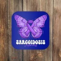 Sarcoidosis Awareness Month Purple Ribbon Butterfly Cool Gift Coaster thumb 0