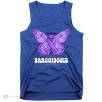 Sarcoidosis Awareness Month Purple Ribbon Butterfly Cool Gift Tank Top thumb 0