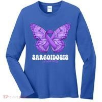Sarcoidosis Awareness Month Purple Ribbon Butterfly Cool Gift Women's Long Sleeve Shirt thumb 0