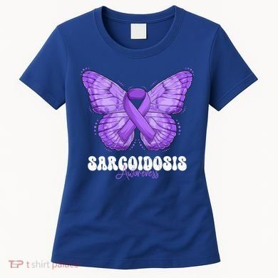Sarcoidosis Awareness Month Purple Ribbon Butterfly Cool Gift Women's T-Shirt