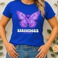 Sarcoidosis Awareness Month Purple Ribbon Butterfly Cool Gift Women's T-Shirt thumb 2