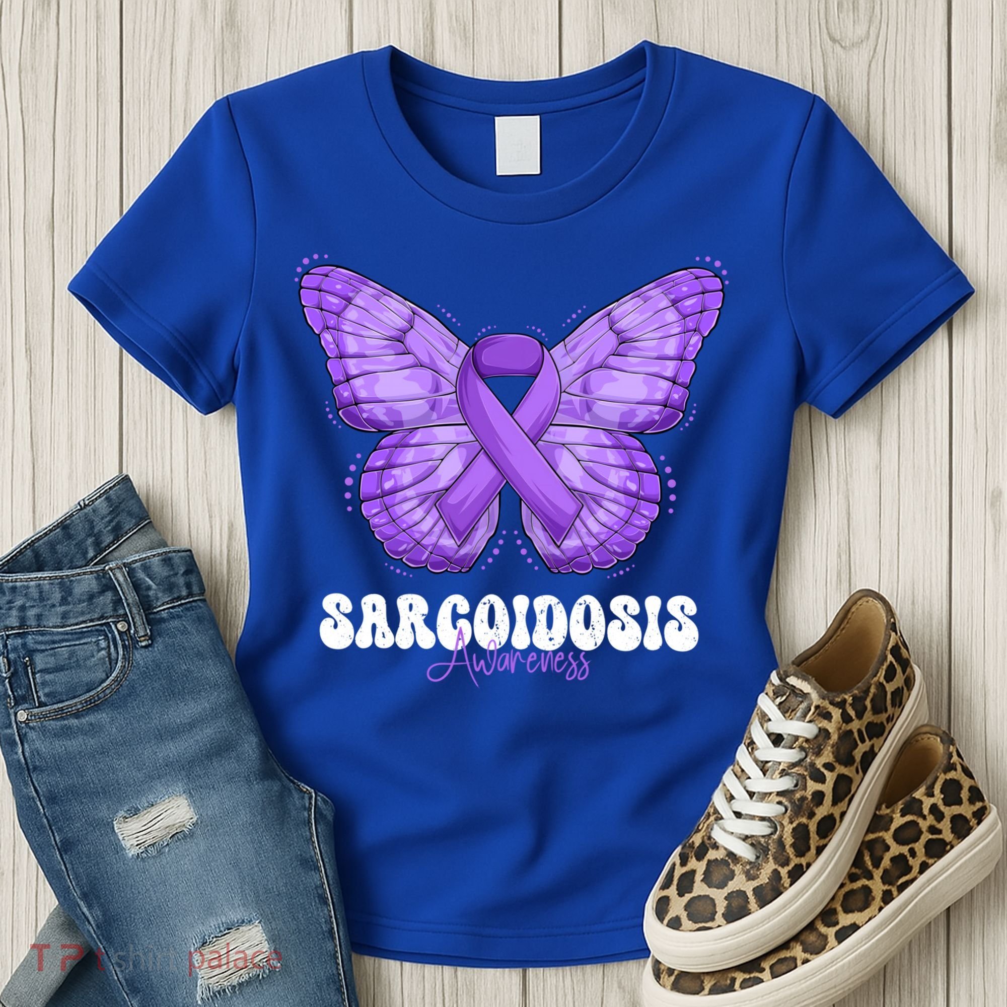 Sarcoidosis Awareness Month Purple Ribbon Butterfly Cool Gift Women's T-Shirt
