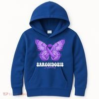 Sarcoidosis Awareness Month Purple Ribbon Butterfly Cool Gift Kids Hoodie thumb 0
