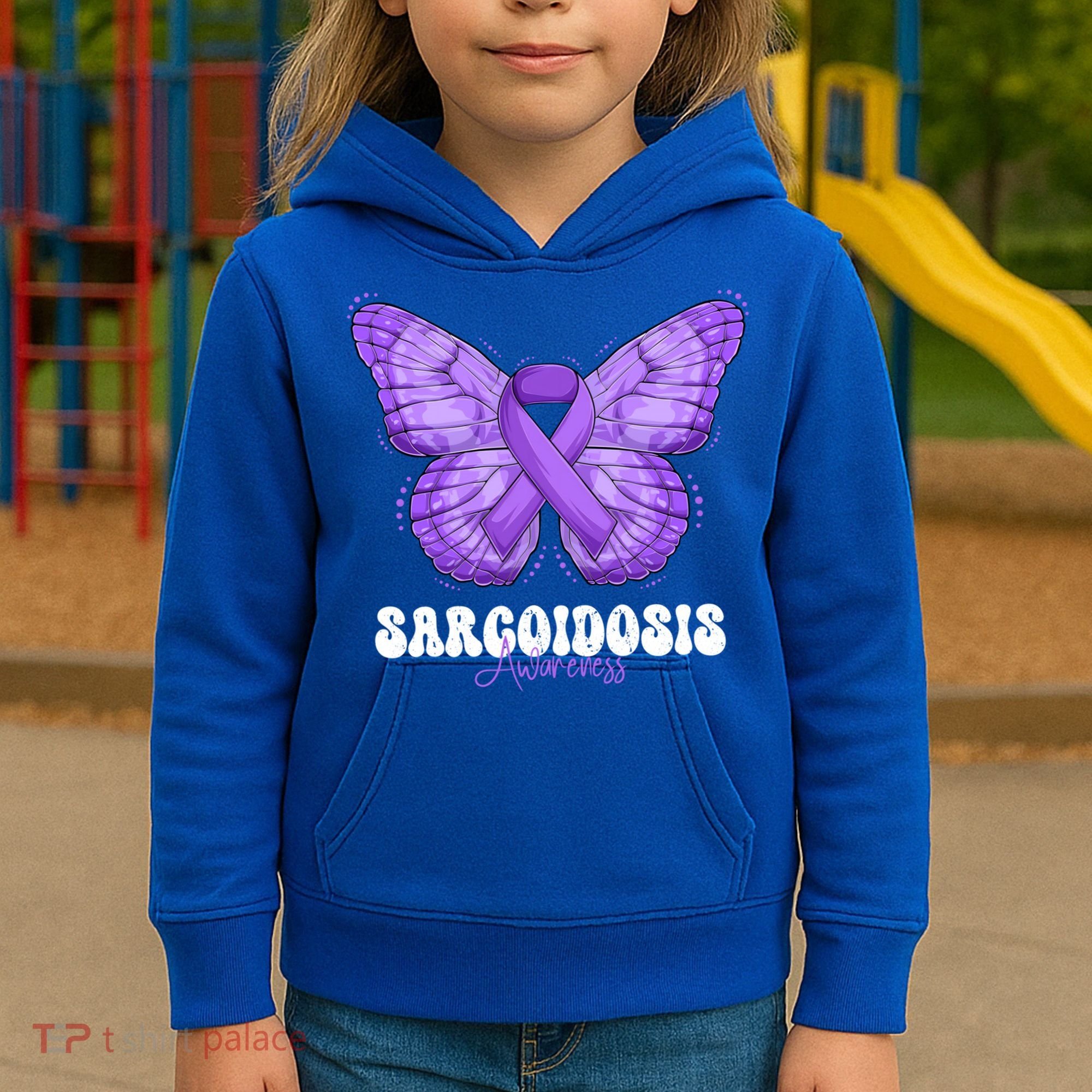 Sarcoidosis Awareness Month Purple Ribbon Butterfly Cool Gift Kids Hoodie