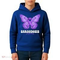 Sarcoidosis Awareness Month Purple Ribbon Butterfly Cool Gift Kids Hoodie thumb 4