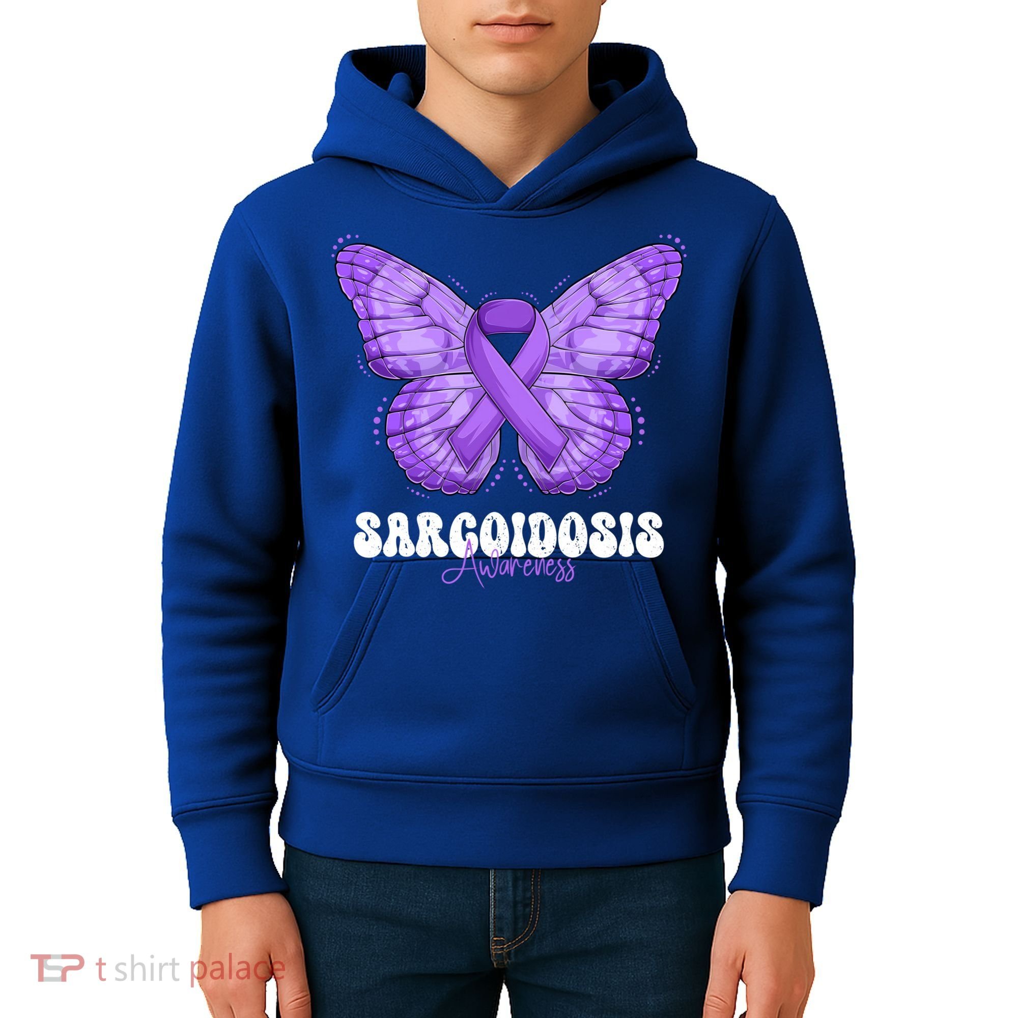 Sarcoidosis Awareness Month Purple Ribbon Butterfly Cool Gift Kids Hoodie