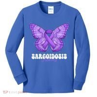 Sarcoidosis Awareness Month Purple Ribbon Butterfly Cool Gift Kids Long Sleeve Shirt thumb 0