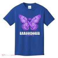 Sarcoidosis Awareness Month Purple Ribbon Butterfly Cool Gift Kids T-Shirt thumb 0