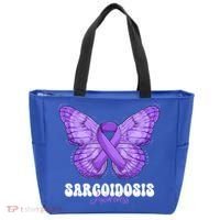Sarcoidosis Awareness Month Purple Ribbon Butterfly Cool Gift Tote Bag thumb 0