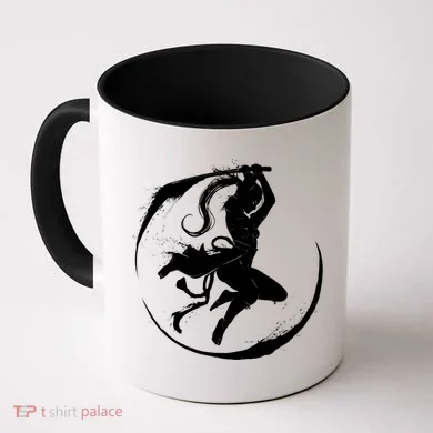 Samurai Lady Katana Slashing Circle Coffee Mug