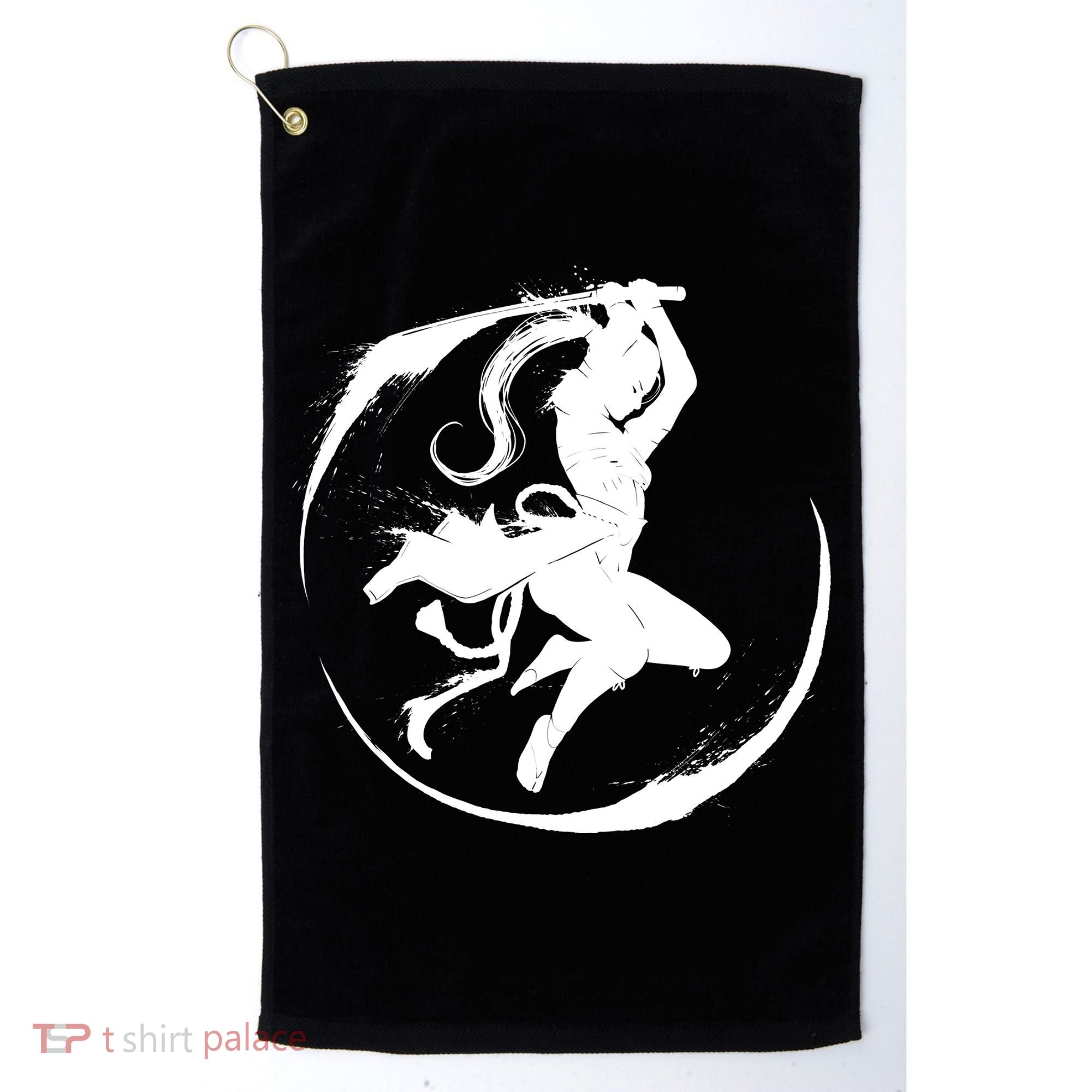 Samurai Lady Katana Slashing Circle Golf Towel