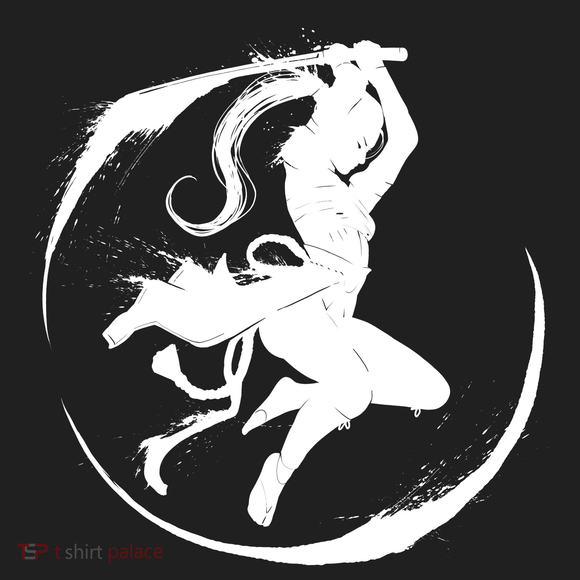 Samurai Lady Katana Slashing Circle Golf Towel
