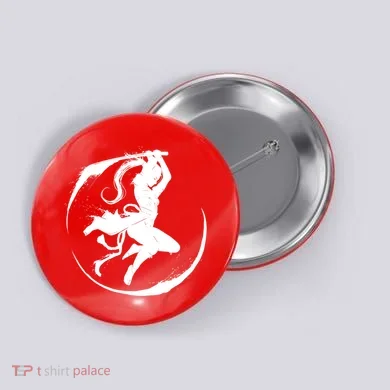 Samurai Lady Katana Slashing Circle Button