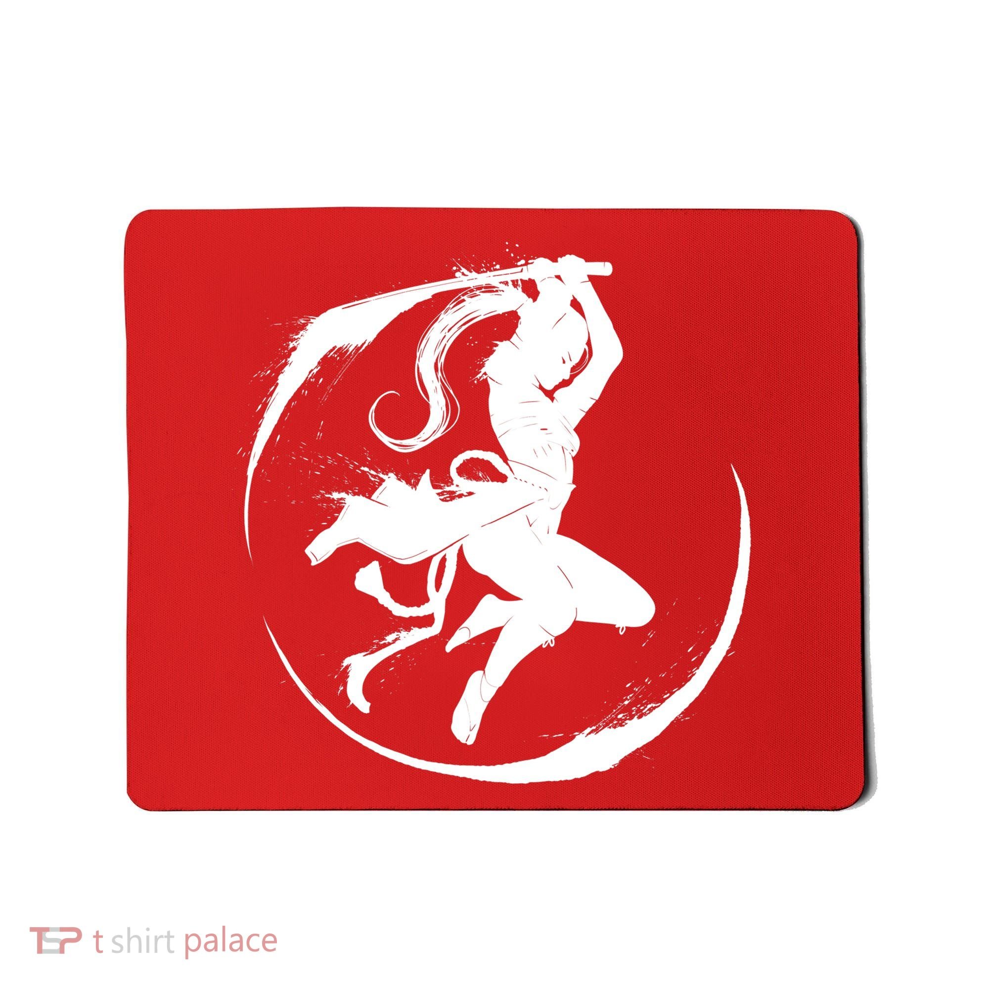 Samurai Lady Katana Slashing Circle Mousepad
