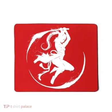Samurai Lady Katana Slashing Circle Mousepad