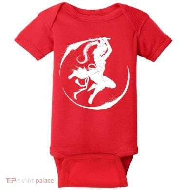 Samurai Lady Katana Slashing Circle Baby Bodysuit