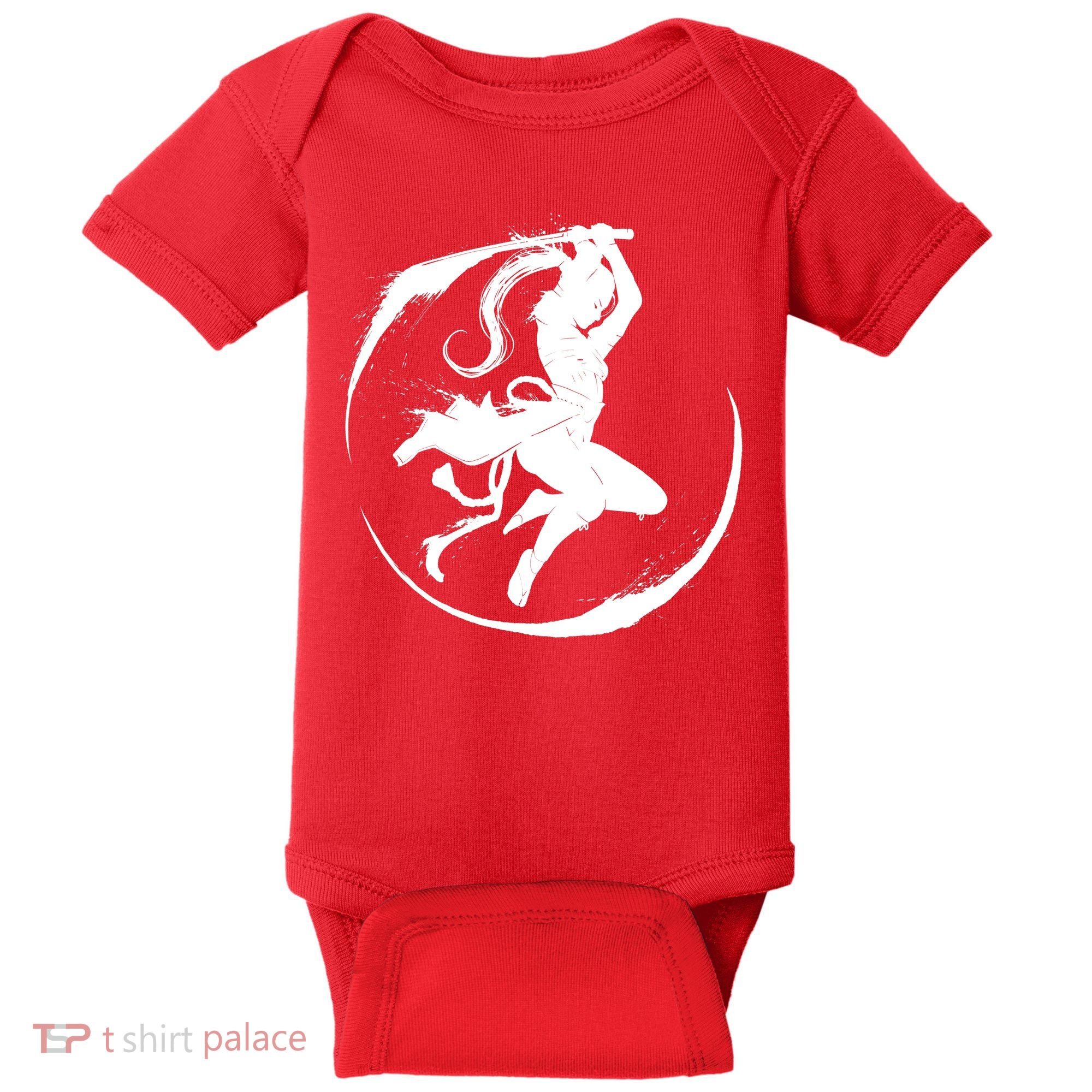 Samurai Lady Katana Slashing Circle Baby Bodysuit