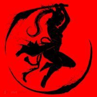 Samurai Lady Katana Slashing Circle Santa Hat thumb 1